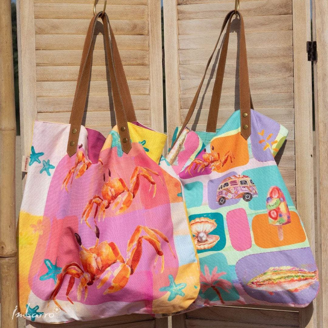 Shopper Tasche Summer Vibes – kompakte Baumwolltasche mit maritimem Design in Multicolor