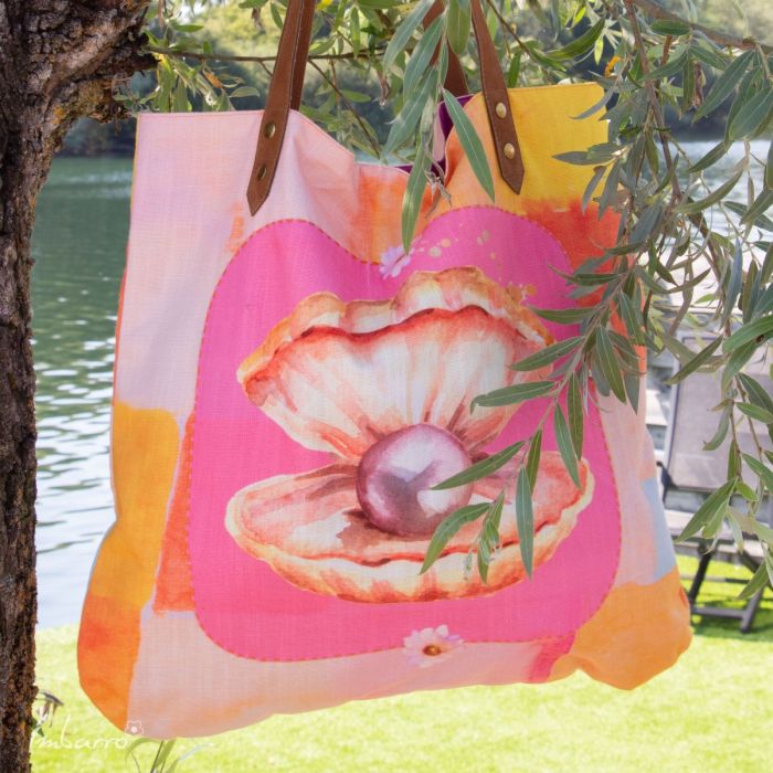Shopper Tasche Pearl – stilvolle Baumwolltasche mit Muschelmotiv in Multicolor
