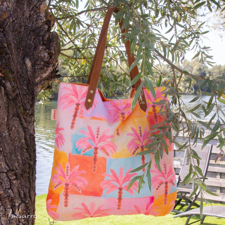Shopper Tasche Palm Beach – sommerliche Baumwolltasche mit Palmenmotiv in Multicolor