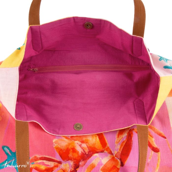 Shopper Tasche Crab – sommerliche Baumwolltasche mit Krabbenmotiv in Multicolor