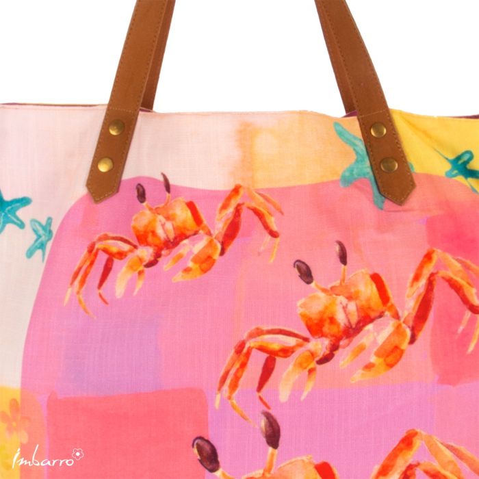 Shopper Tasche Crab – sommerliche Baumwolltasche mit Krabbenmotiv in Multicolor