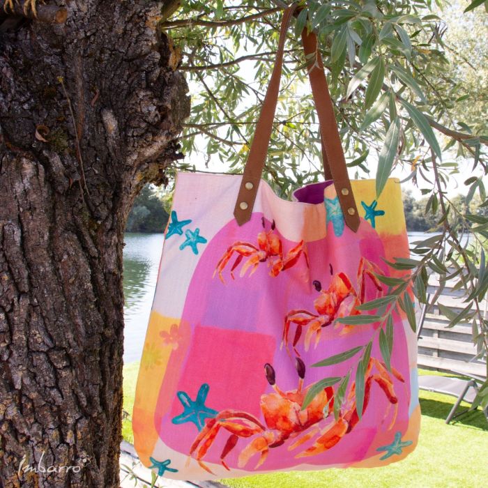Shopper Tasche Crab – sommerliche Baumwolltasche mit Krabbenmotiv in Multicolor