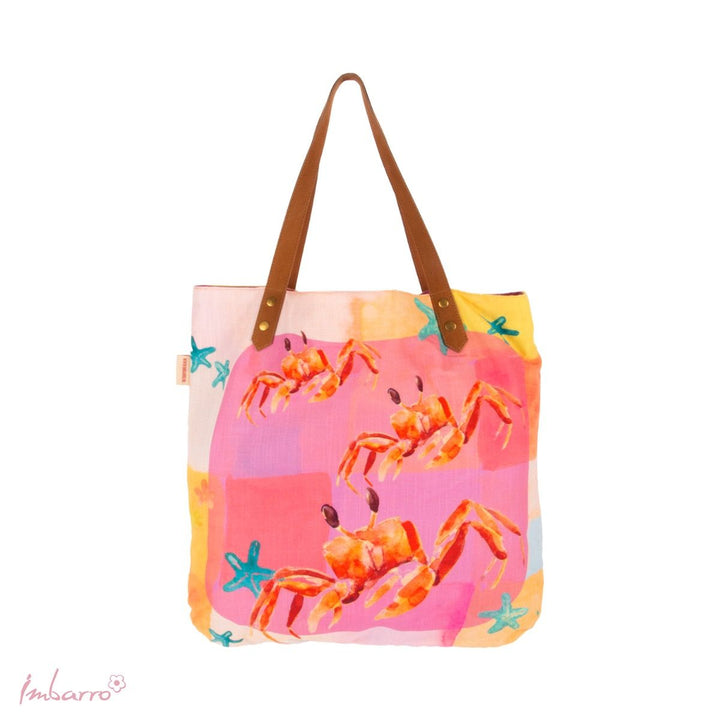Shopper Tasche Crab – sommerliche Baumwolltasche mit Krabbenmotiv in Multicolor