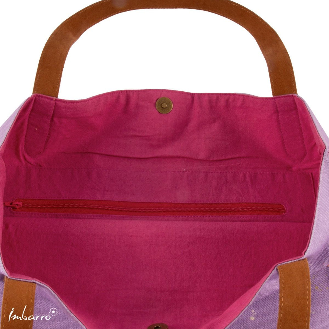 Shopper Tasche Fish – maritime Baumwolltasche mit Fischmotiv in Lila Multicolor