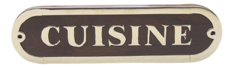 Türschild CUISINE – stilvolles Türschild aus Holz und Messing im maritimen Design