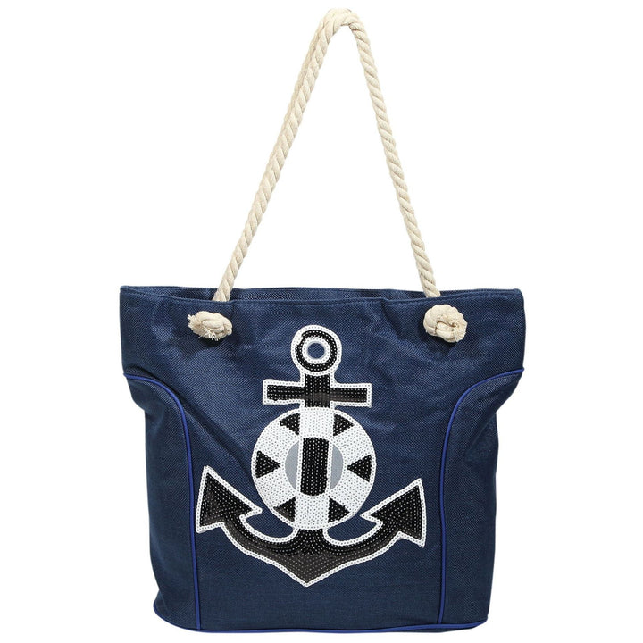 Strandtasche Anchor Shine – maritime Schultertasche mit Pailletten Ankermotiv in 4 Farben