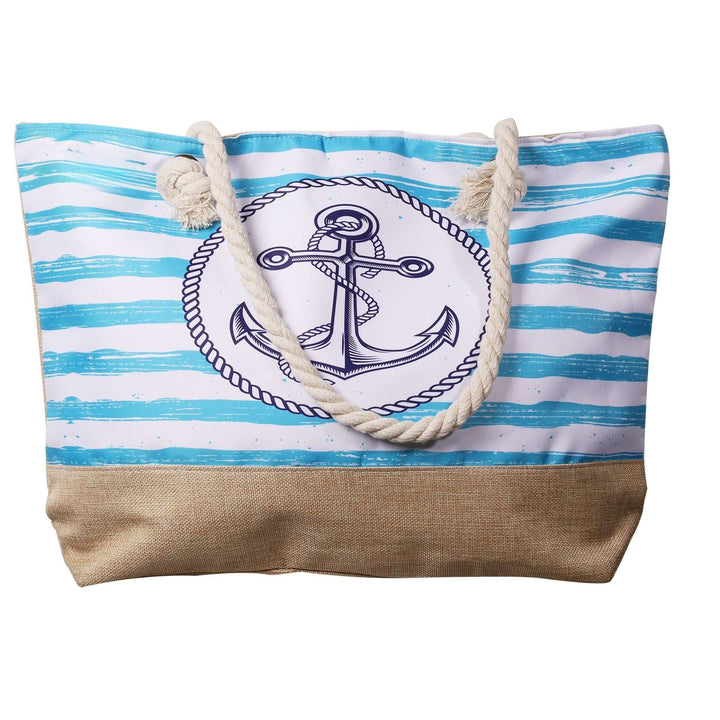 Strandtasche Anker Coast – maritime Schultertasche in Türkis Weiß mit Ankermotiv