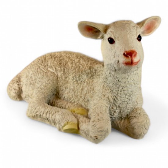 Deko Lamm liegend aus Kunststein – naturgetreue Tierfigur für Haus und Garten