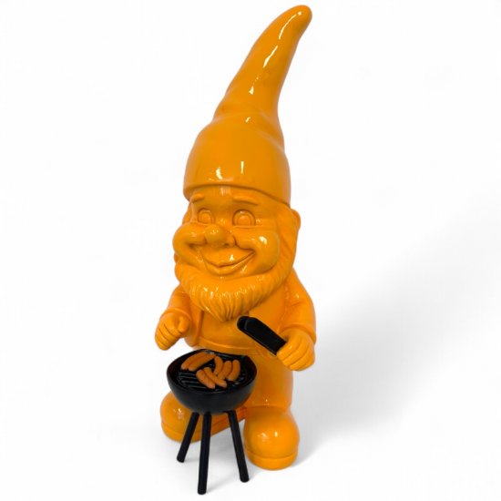 Gartenzwerg mit Grill – dekorative Gartenfigur in 6 Farben