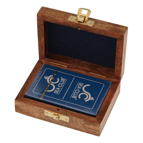 Spielkarten Box – stilvolle Aufbewahrung aus Mango Holz mit Messing Details