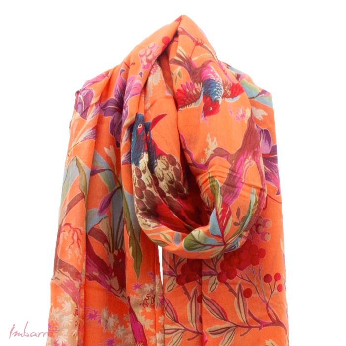Schal Cotton Voile Mandarine – eleganter Baumwollschal im farbenfrohen Paradise Design