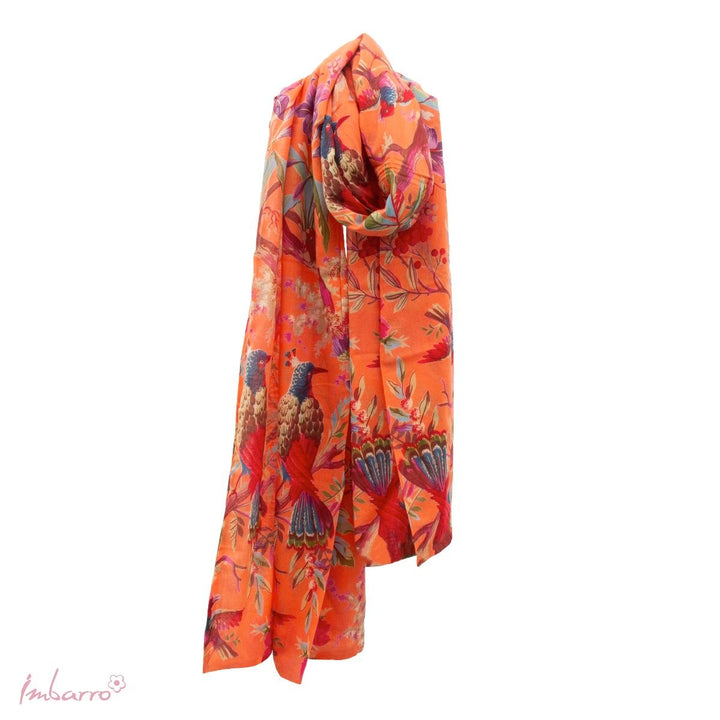 Schal Cotton Voile Mandarine – eleganter Baumwollschal im farbenfrohen Paradise Design
