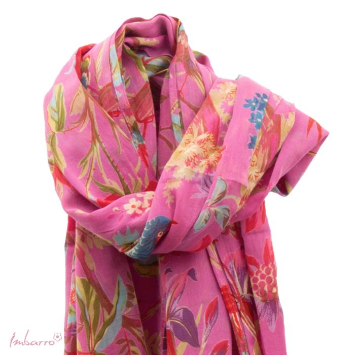 Schal Cotton Voile Purper – eleganter Baumwollschal im floralen Paradise Design