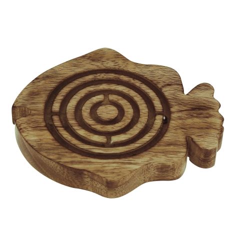 Labyrinth Spiel Fisch – Geschicklichkeitsspiel aus Mango Holz in dekorativer Fischform