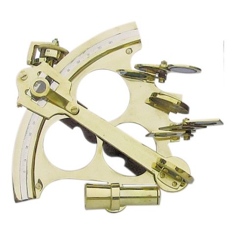 Sextant aus Messing mit Microeinstellung in Holzbox, ca. 21 × 20 cm