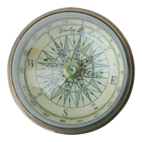 Kompass mit Domglas – dekorativer Messing Kompass im antiken Vintage Stil