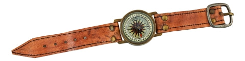 Armband Kompass Antik – maritimer Messing Kompass mit Lederarmband