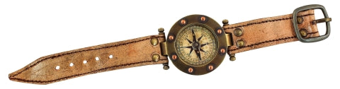 Armband Kompass Antik – maritimer Messing Kompass mit Lederarmband im Vintage Stil