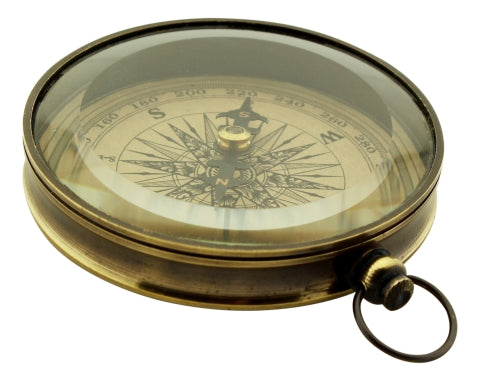 Kompass Antik mit Glas – dekorativer Messing Kompass im maritimen Vintage Stil