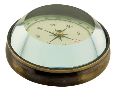 Kompass Antik mit Glas – dekorativer Messing Kompass im klassischen Vintage Stil