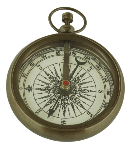 Kompass Antik mit Ring – maritimer Messing Kompass im klassischen Vintage Design