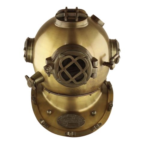 Taucherhelm Vintage – dekoratives Highlight aus Eisen im Messing Antik Look