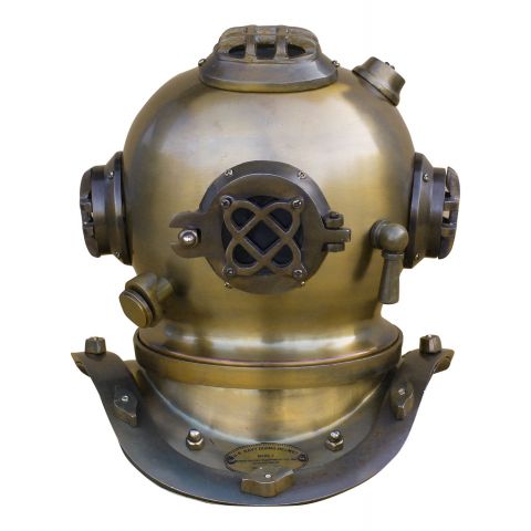Taucherhelm Vintage kompakt – dekoratives Highlight aus Eisen im Messing Antik Look