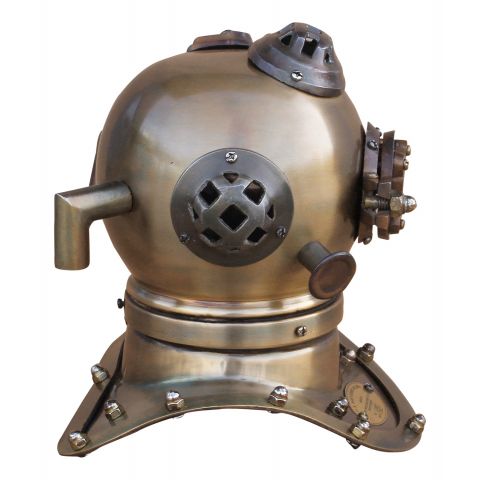 Taucherhelm Vintage mini – dekoratives Highlight aus Eisen im Messing Antik Look