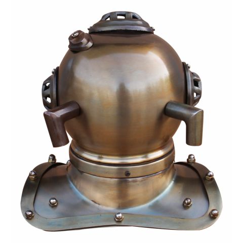 Taucherhelm Vintage mini – dekoratives Highlight aus Eisen im Messing Antik Look