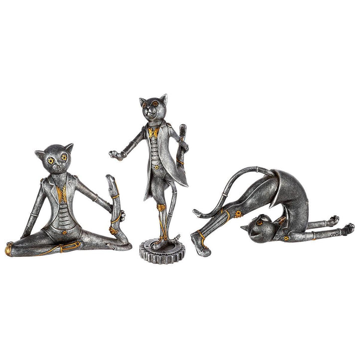 Figur, Katze, "Yoga Katzen", Kunstharz 3tlg.