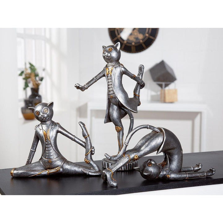Figur, Katze, "Yoga Katzen", Kunstharz 3tlg.