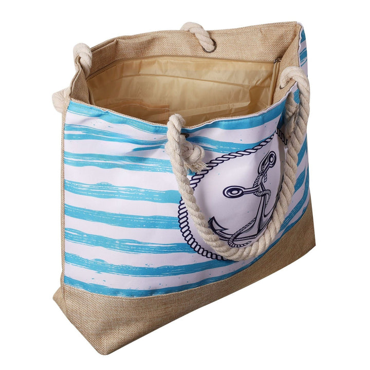 Strandtasche Anker Coast – maritime Schultertasche in Türkis Weiß mit Ankermotiv