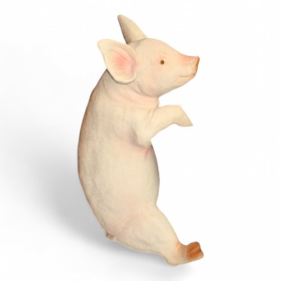 Schwein Figur stehend auf Hinterbeinen aus Kunststein – naturgetreue Tierfigur für Garten und Wohnraum, 47 cm
