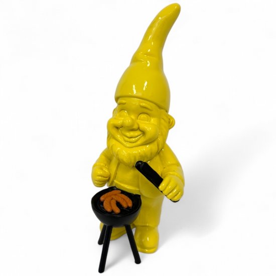 Gartenzwerg mit Grill – dekorative Gartenfigur in 6 Farben