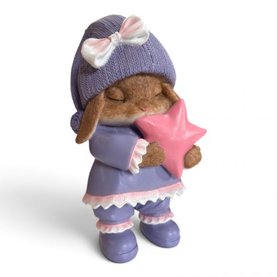 Hase mit Stern, dekorative Winterfigur aus Kunstharz, 26,5 cm
