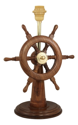 Lampe Steuerstand – maritime Tischlampe mit Steuerrad aus Holz