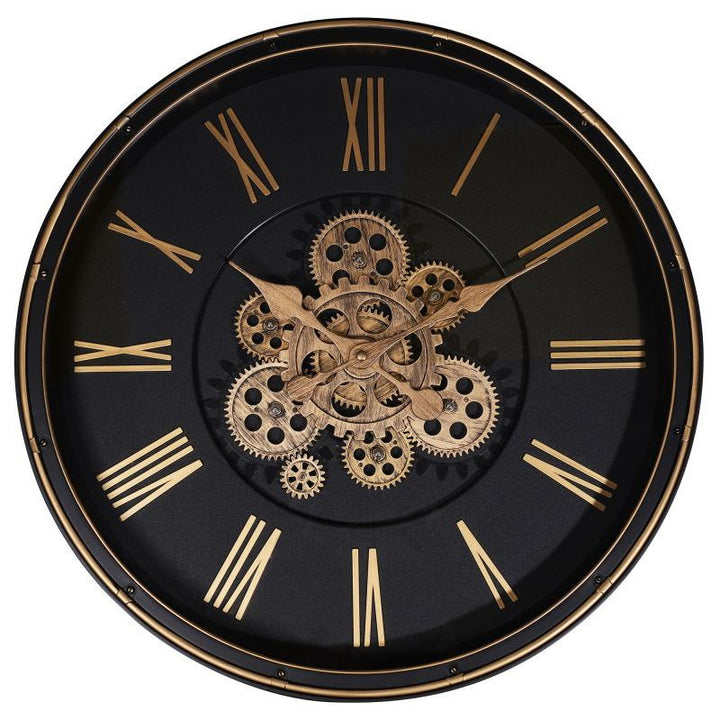 Skelett Wanduhr Industrial Vintage XL – große Design Wanduhr mit Zahnrad Optik in Schwarz und Roségold