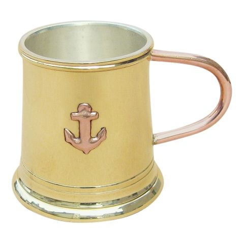 Rumbecher Anker – maritimer Becher aus Messing mit versilberter Innenseite