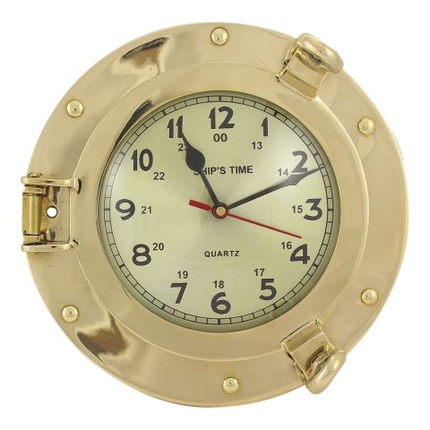Maritime Bullaugenuhr – kompakte Wanduhr aus Messing mit Quartzwerk