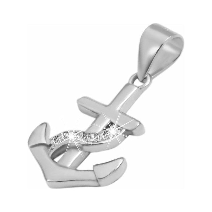 925 Echt Silber Anhänger ohne Kette, Anker mit Zirkoniabesatz - Luxurelle-Shop