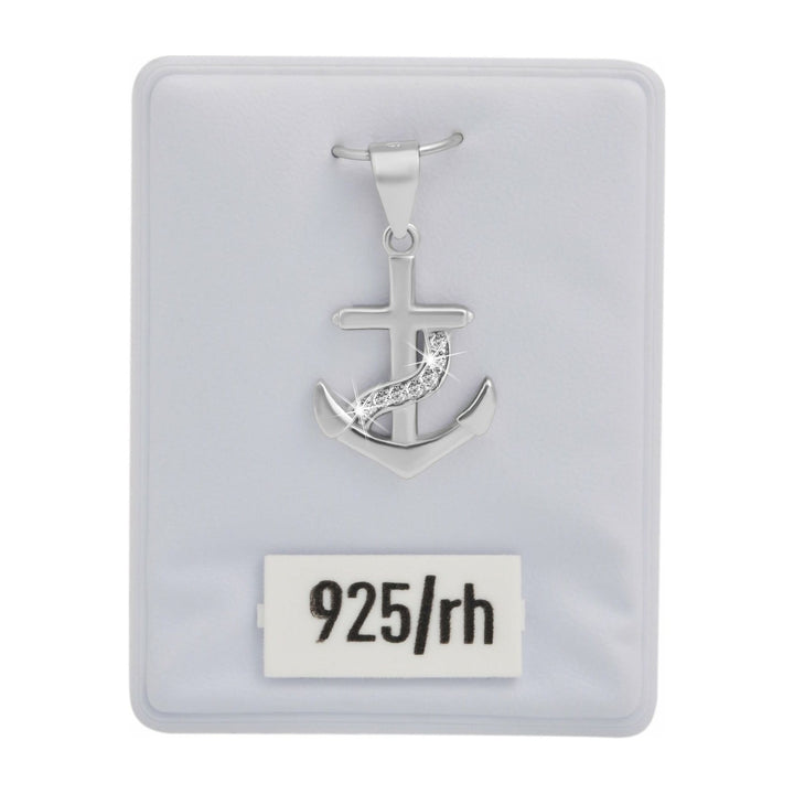 925 Echt Silber Anhänger ohne Kette, Anker mit Zirkoniabesatz - Luxurelle-Shop