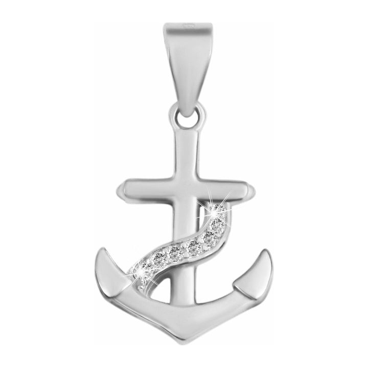 925 Echt Silber Anhänger ohne Kette, Anker mit Zirkoniabesatz - Luxurelle-Shop