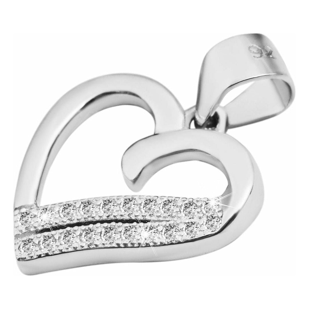 925/- Echt Silber Anhänger ohne Kette, asymmetrisches Herz mit Zirkoniabesatz - Luxurelle-Shop