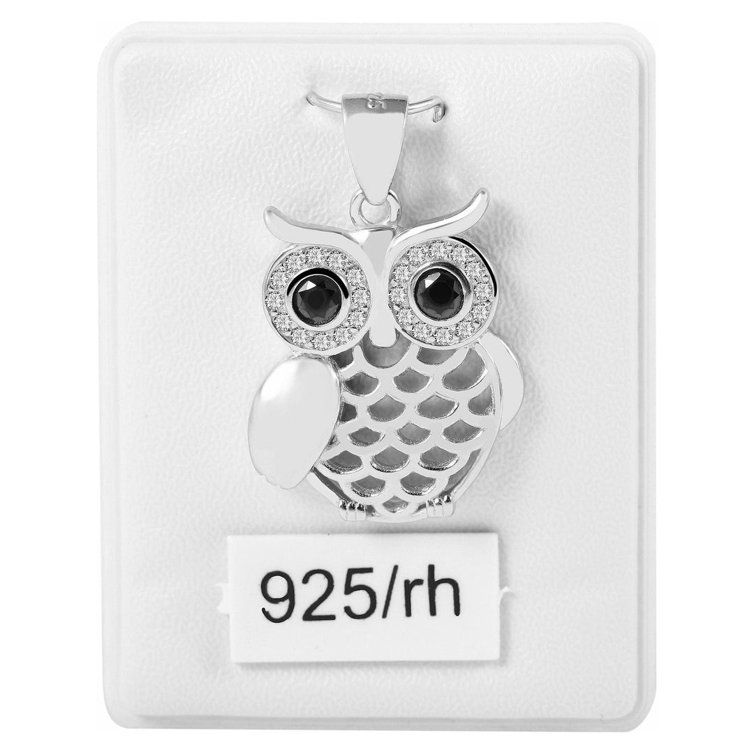925 Echt Silber Anhänger ohne Kette, Eule mit Zirkoniabesatz - Luxurelle-Shop