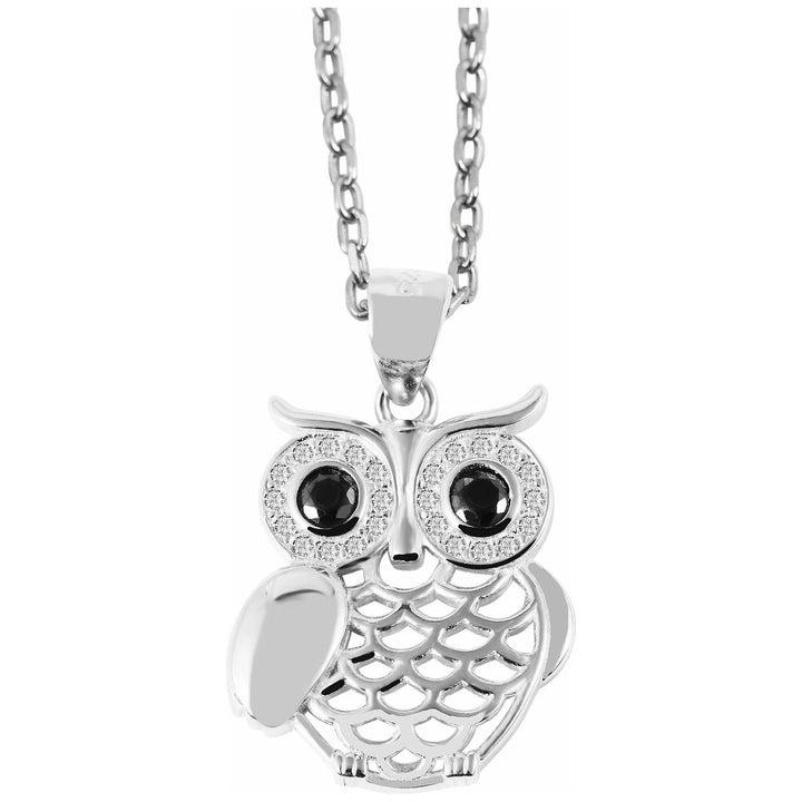 925 Echt Silber Anhänger ohne Kette, Eule mit Zirkoniabesatz - Luxurelle-Shop