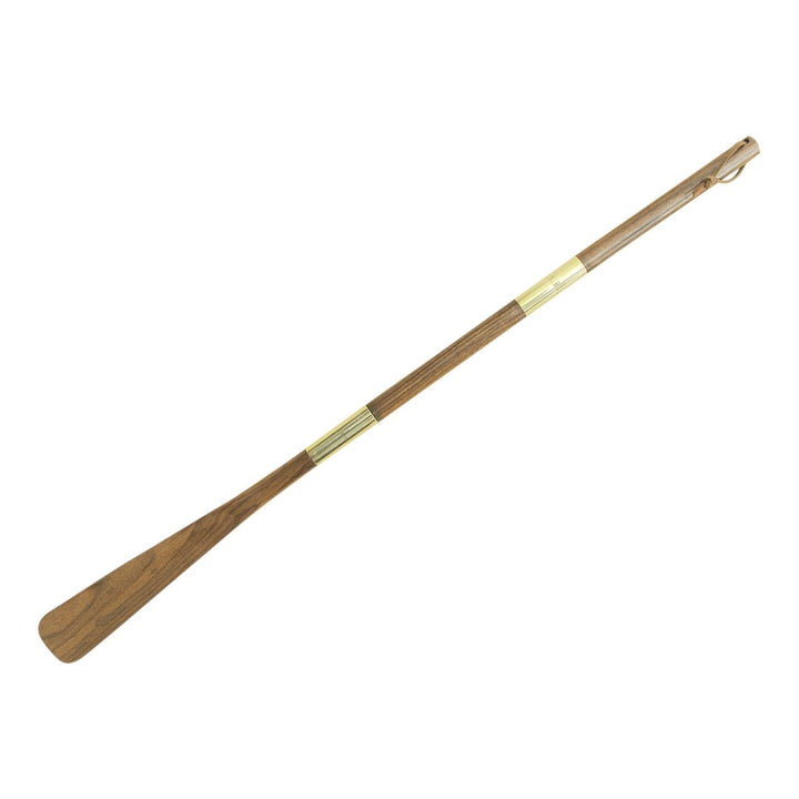 Schuhlöffel aus Holz und Messing – dreiteiliger Schuhanzieher 70 cm