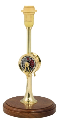 Lampe Maschinentelegraf – maritime Tischlampe aus Messing und Holz in kompakter Form