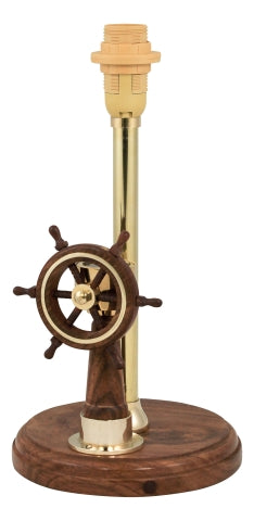 Lampe Steuerstand – kompakte maritime Tischlampe aus Holz und Messing