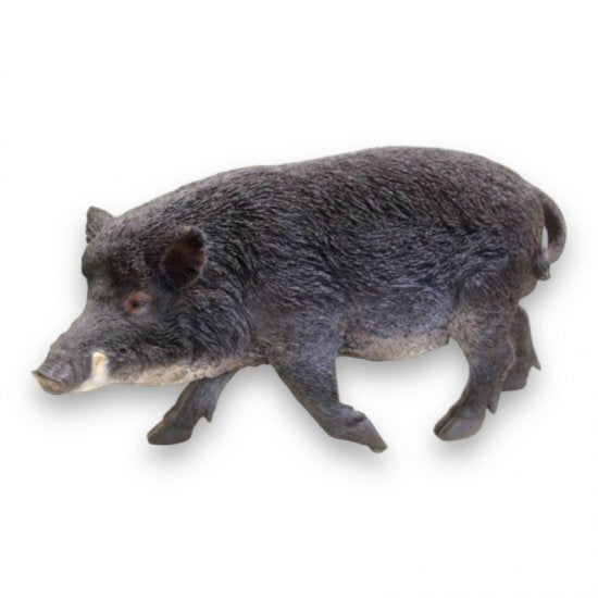 Wildschwein Figur laufend aus Kunststein – naturgetreue Tierfigur für Garten und Wohnraum, 58 cm