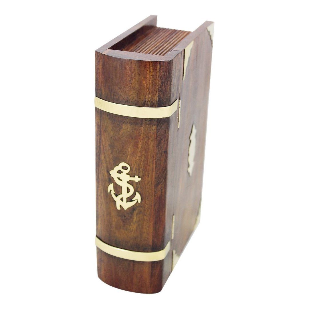 Buch Box mit Schloss – maritime Geheimbox aus Holz und Messing
